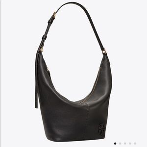Tory Burch Mcgraw Soft Hobo Black Leather